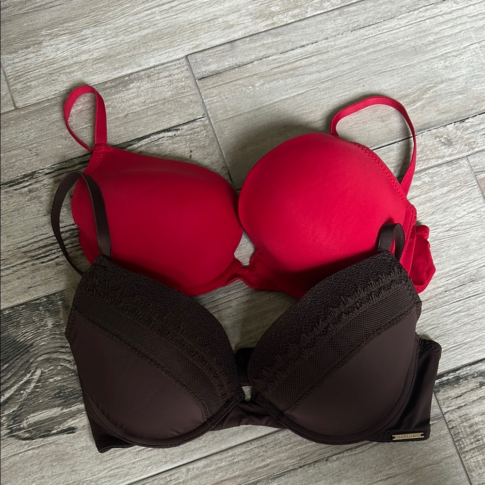 NEW Vince Camuto Red and Brown Lace Bras